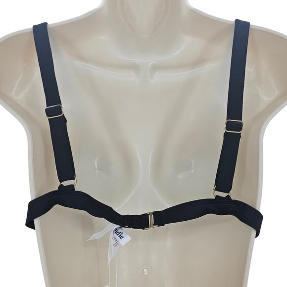 Andie Swim Womans size L The Caicos Bikini Top in Black Adjustable Straps NEW - Picture 3 of 7